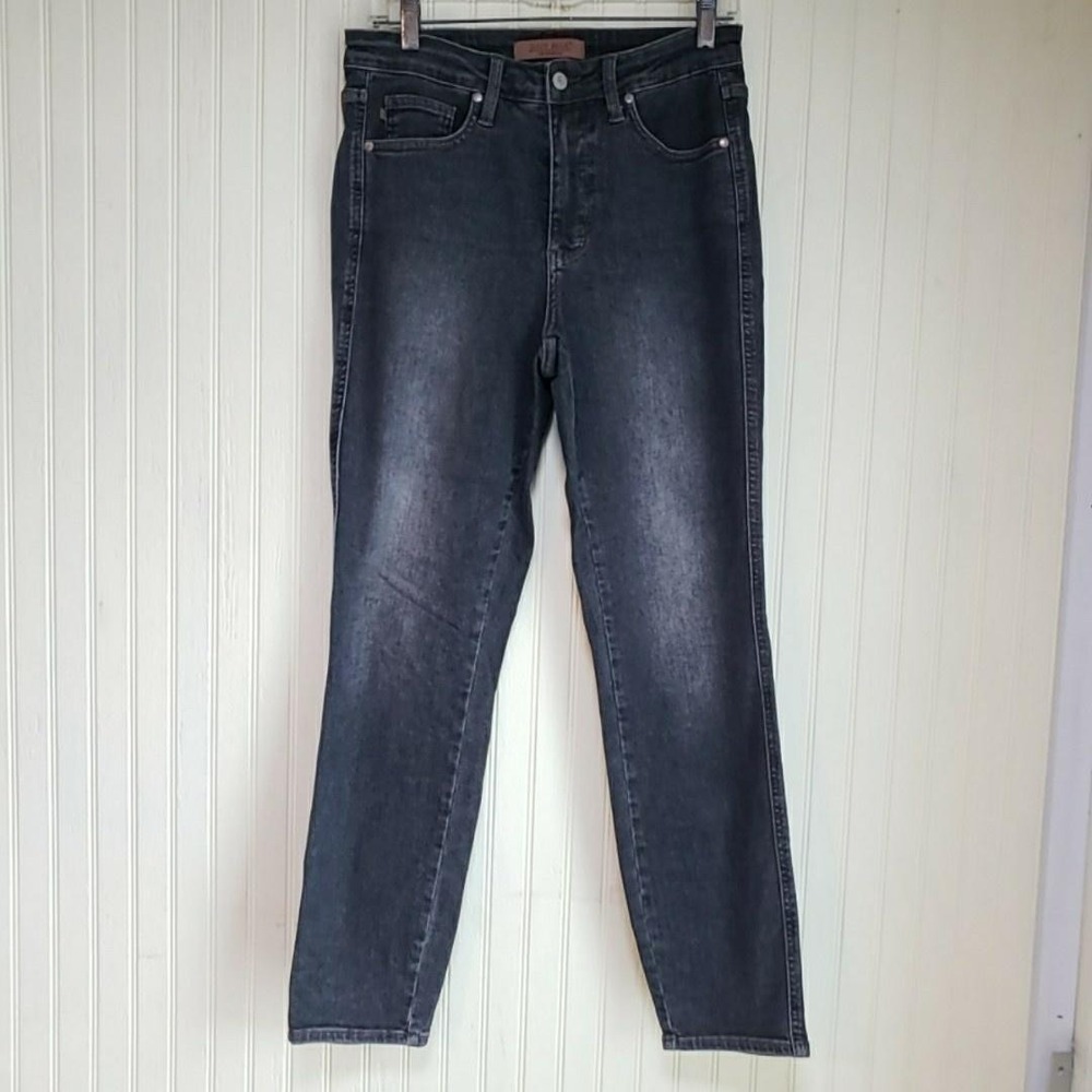 Judy Blue Jeans Womens Juniors 7/28 Black Charcoal Straight Stretch Denim‎ Pants